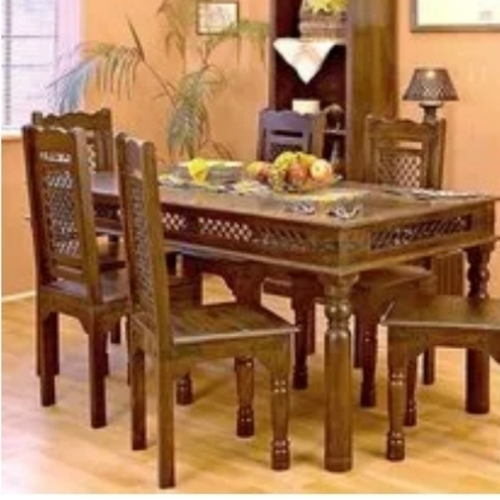 Wooden Dining Table Set With 6 Chairs without Spong sitting