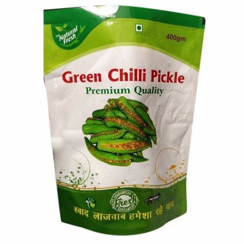 Printed Green Chilli Pickle Packaging Pouch