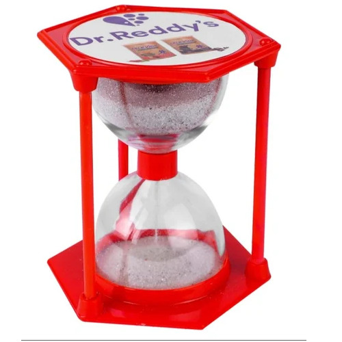 Red Plastic & Glass Promotional Sand Timer Paperweight - Advantage: Durable