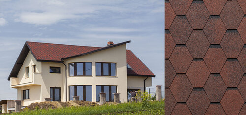 Tegola Premium Mosaik Roofing Shingles - Color: 512 A   Tiziano Red