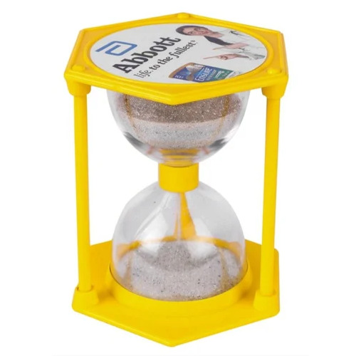 Yellow Plastic & Glass Promotional Sand Timer Paperweight