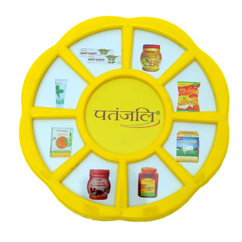 Yellow Round Plastic Paper Weight - 4 Inch, Yellow, 120g | Durable, Printed Logo, Office & Promotional Use