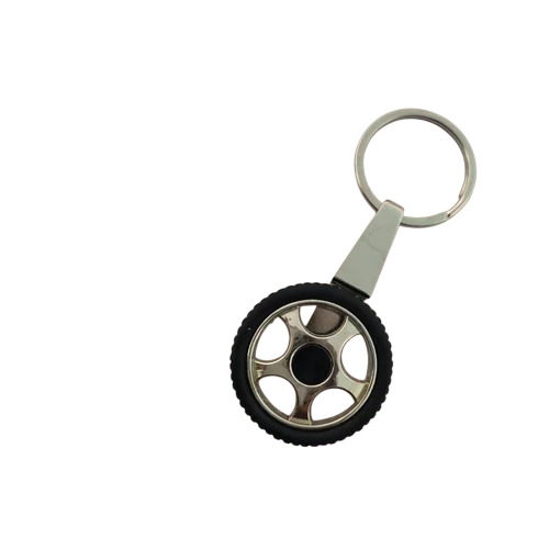 531 Tyre Shape Metal Key Chain - Color: Silver & Black