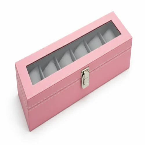 6-Grid Premium Pink Watch Display Box