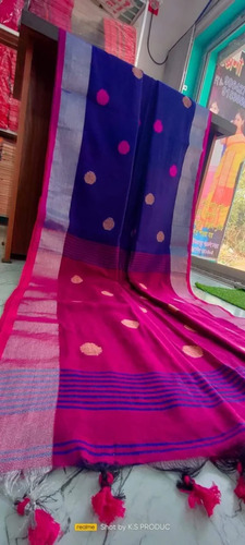 Blue Handloom Cotton Sarees - Color: Multicolor