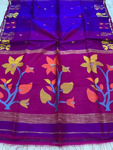 Festive Wear Muslin Jamdani Saree - Color: Multicolor