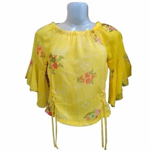 Ladies Yellow Printed Top