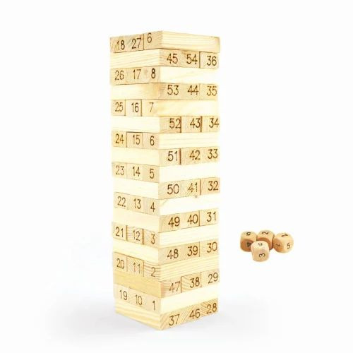 Pine Wood Tumbling Tower Numbered