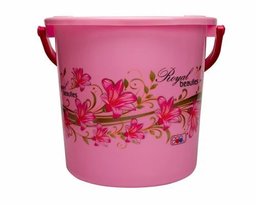 Pink Color Plastic Printed Water Bucket - Hardness: Rigid