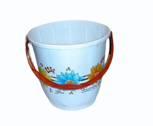Plastic Printed Water Bucket - Color: Blue