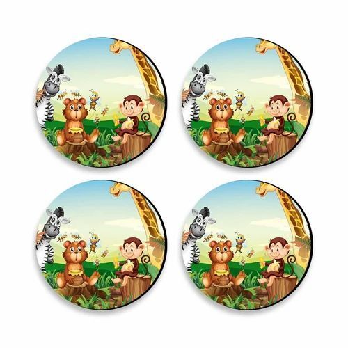 Animal Printed Wooden Table Coaster