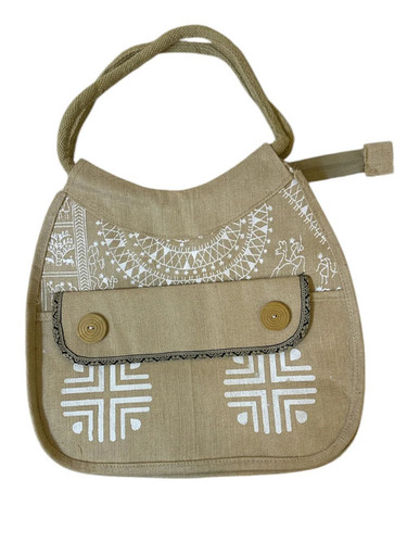 Light Grey Printed Jute Shopping Bag