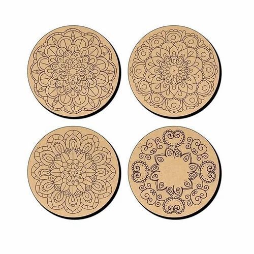 Mandala Art Wooden Table Coaster
