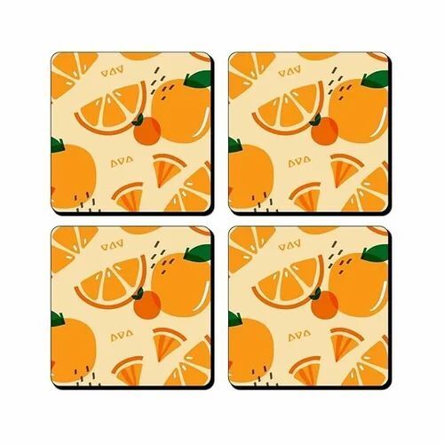 Orange Slice Printed Wooden Table Coaster