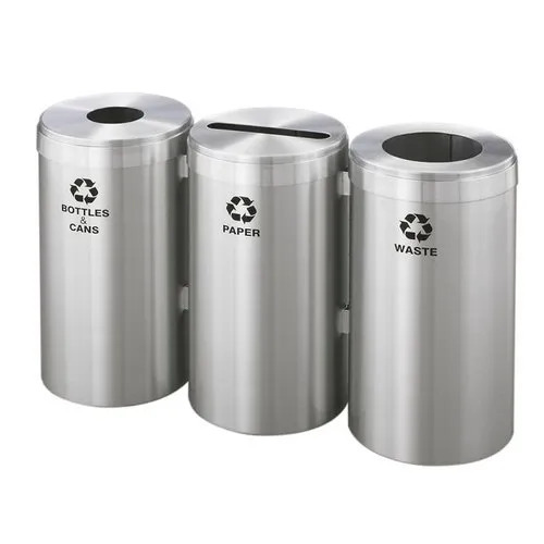 Stainless Steel Trio Recycle Bins With Round Open - Application: Commercial