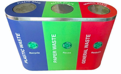 Stainless Steel Trio Recycle Dust Bin With Swing Lid - Application: Commercial