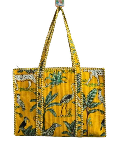 Zipper Floral Tote Bag