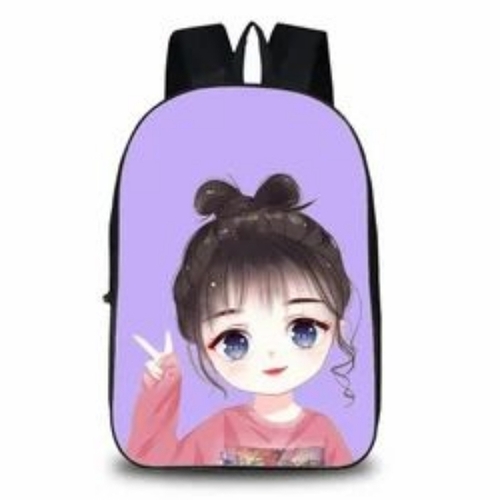 Girls Printed Rexine Backpack