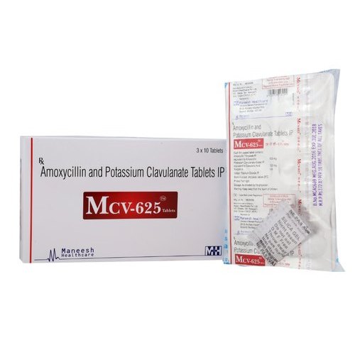 Amoxycillin and Potassium Clavulanate Tablets (MCV 625) - 500 mg + 125 mg, 3x10 Tablets | Anti-Infective for Ear, Throat, Chest, Skin, Dental, Urinary, Bone Infections