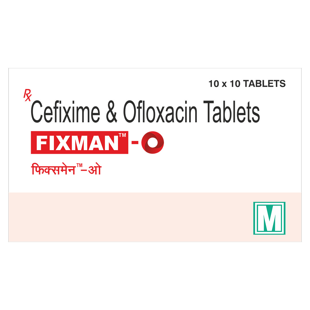 Cefixime & Ofloxacin Tablets (fixman-o) - Expiration Date: 24 Months