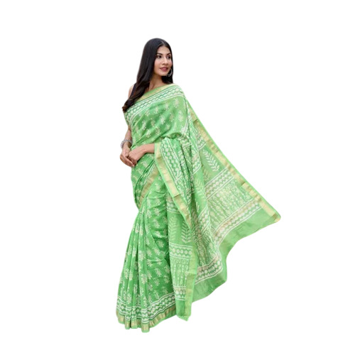 Hand Block Printed Maheshwari Silk Saree