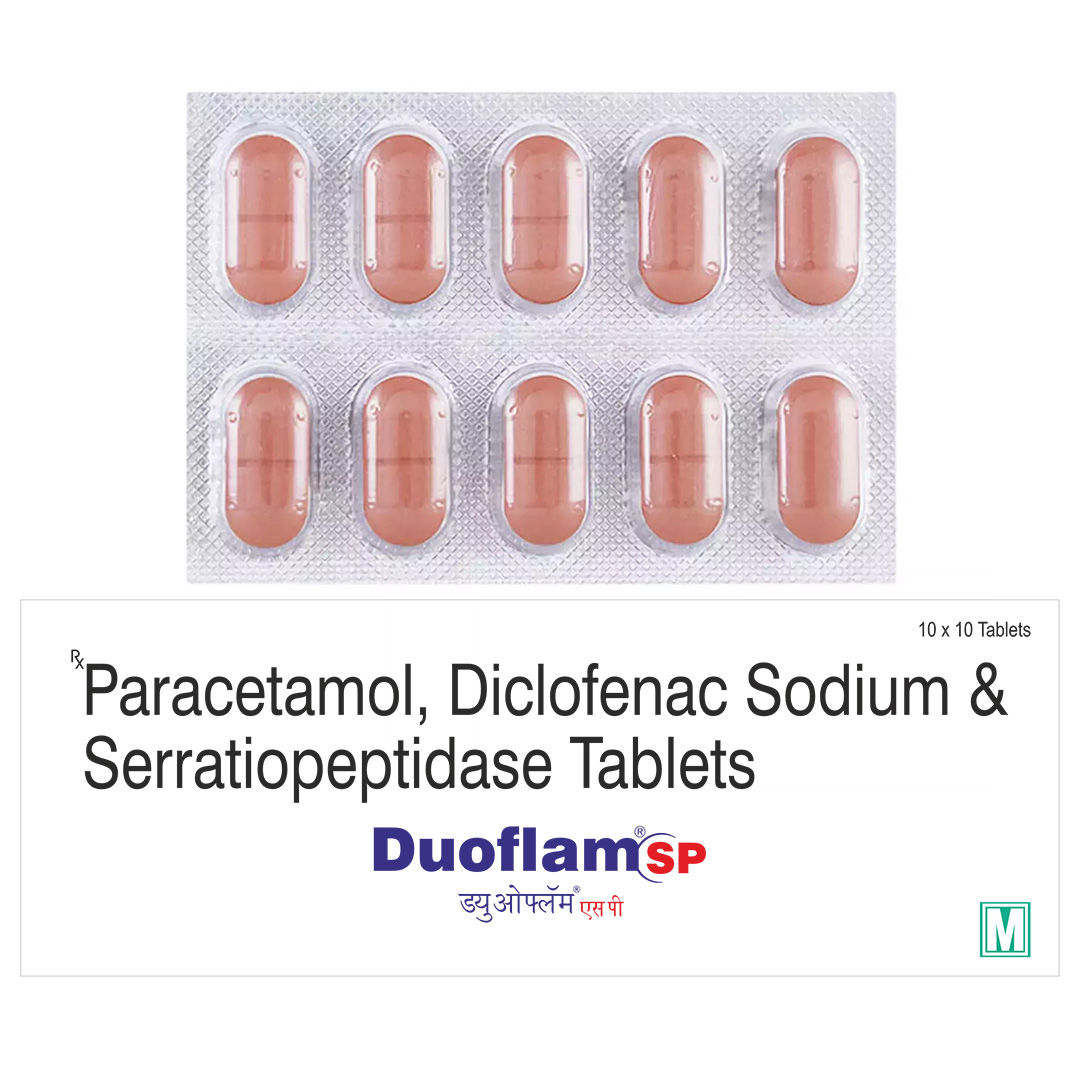 Paracetamol, Diclofenac Sodium, Serratiopeptidase Tablets (Duoflam Sp) - Brand Name: Duoflam | Private Label | Third Party Manufacturing