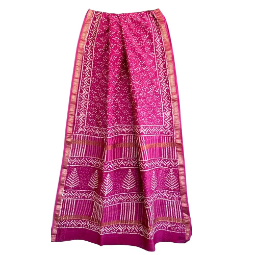 Pink Printed Maheshwari Silk Saree