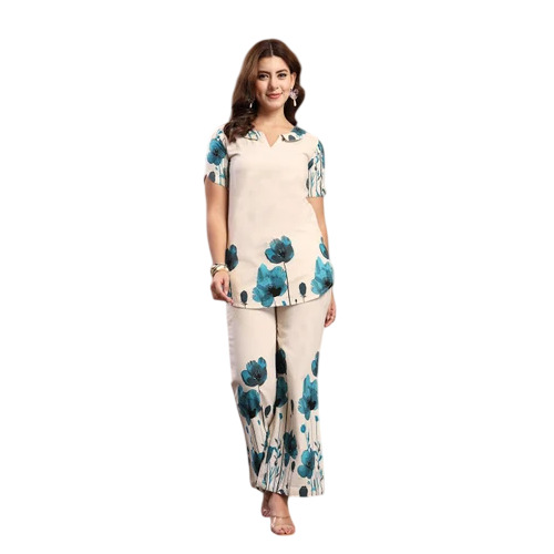Ladies Indibelle Blue Linen Touch Co-Ord Set