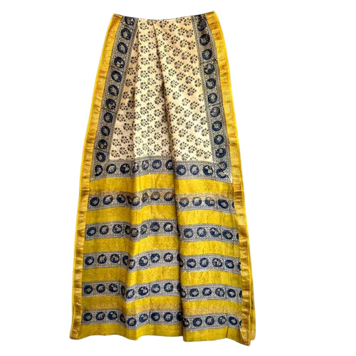 Multicolor Hand Block Printed Maheshwari Silk Saree