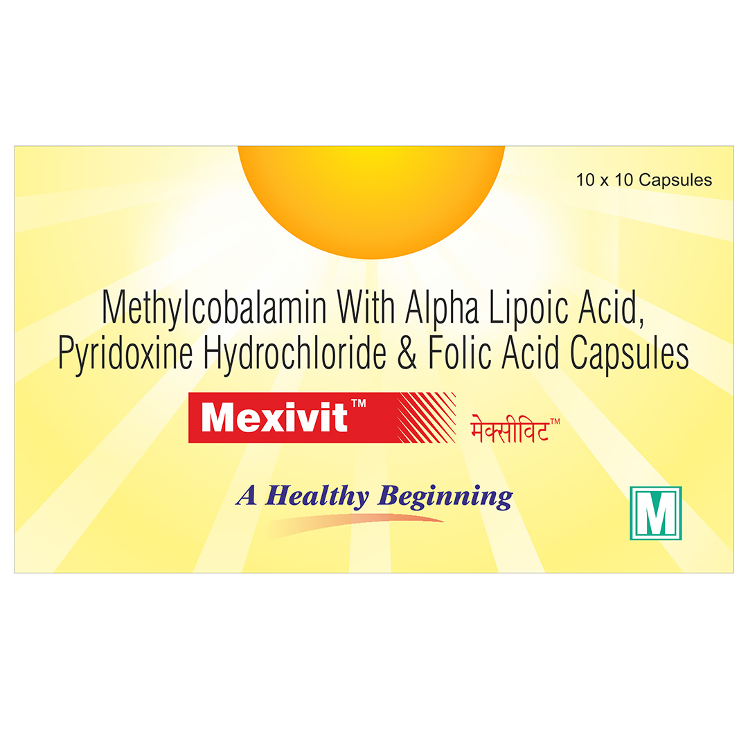 Vitamin B-Complex (Vit. B12, B9, B6) + Alpha Lipoic Acid Capsules - Brand Name: Mexivit