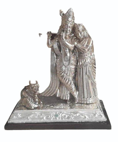6.5Inch Silver Plated Radha Krishna Statue - Feature: Durable