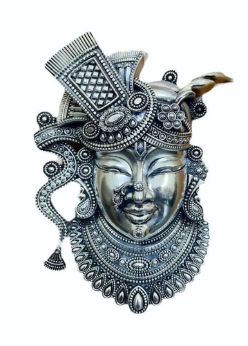 7Inch Silver Plated Krishna Shreenathji Statue - Feature: Durable