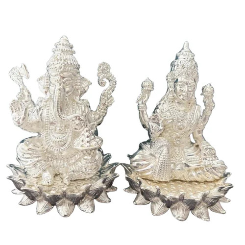 8Inch Silver Plated Laxmi Ganesh Statue - Feature: Durable