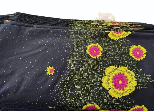 Black Flower Printed Polyester Fabric