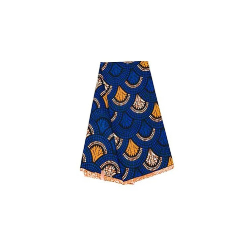 Blue Yellow Polyester African Print Fabric