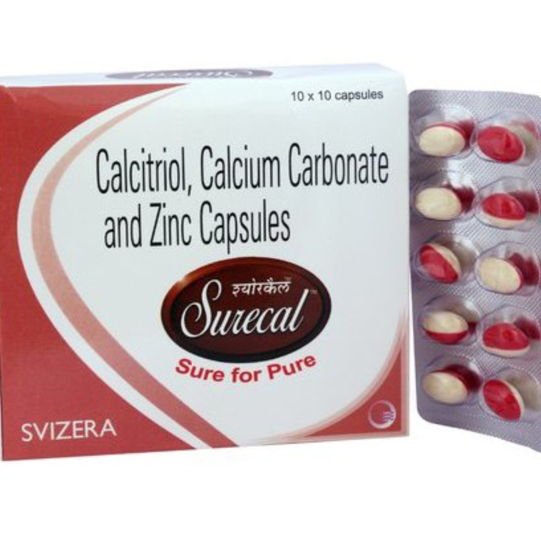 Calcitriol, Calcium Carbonate And Zinc Capsules (surecal) - Suitable For: Adults