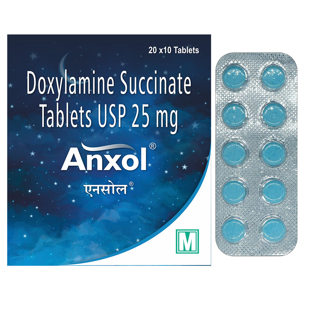 Doxylamine Succinate 25Mg Tablets (Anxol) - Brand Name: Anxol | Private Label | Third Party Manufacturing