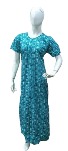 Full Open Cotton Nighty - Color: Sky Blue