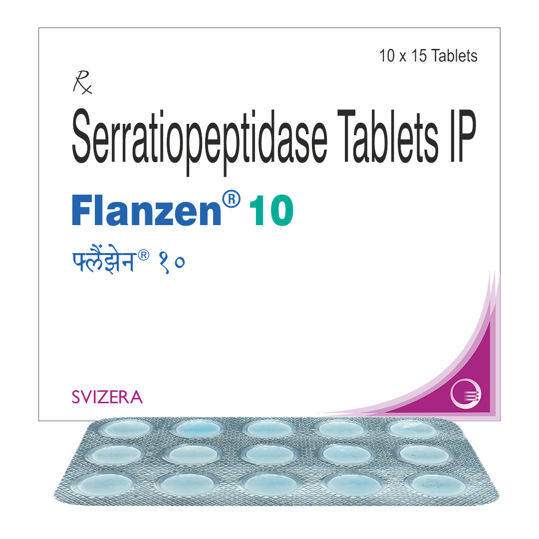 Serratiopeptidase Ec Tablets 10mg (flanzen 10) - Brand Name: Flanzen | Private Label | Third Party Manufacturing
