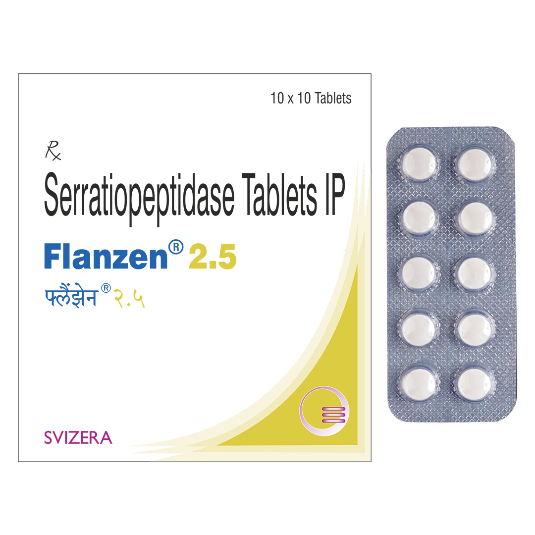 Serratiopeptidase Ec Tablets 2.5Mg (Flanzen 2.5) - Brand Name: Flanzen | Private Label | Third Party Manufacturing