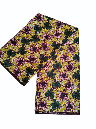 Yellow Polyester African Print Fabric - Pattern: Pritned