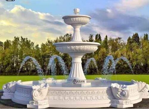 Polished Surface White Marble Fountain - Color: Marblefountain