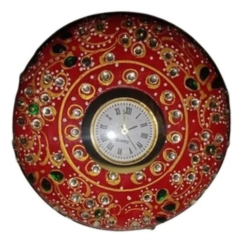 Round stone work table clock