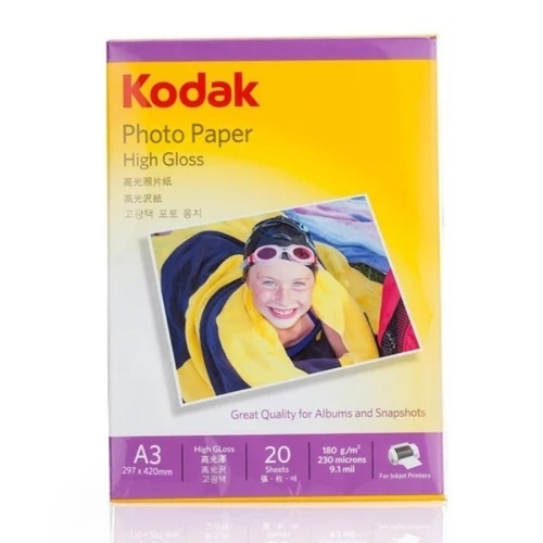 Kodak A3( 297 x 420mm )SIZE 20 Sheet 180 GSM DIGITAL INKJET PHOTO PAPER HIGH GLOSSY