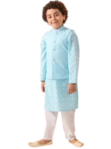 Boys Printed Cotton Kurta Pyjama