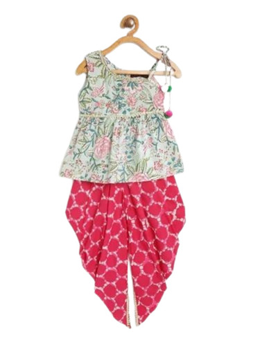 Girls Floral Printed Dhoti Kurta Set