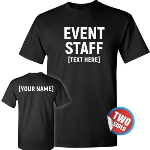 School Event T Shirts - Cotton Fabric, Black, Short Sleeve | Anti UV, Breathable, Non Toxic, Plain Pattern