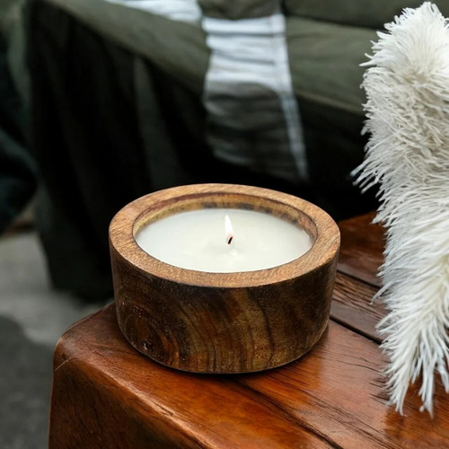Round Wooden Scented Candle