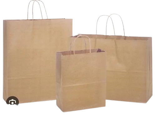 90gsm Kraft Paper Shopping Carry Bag (8x10 Inches), Brown Rope Handle, Biodegradable, Moisture Proof, Recyclable