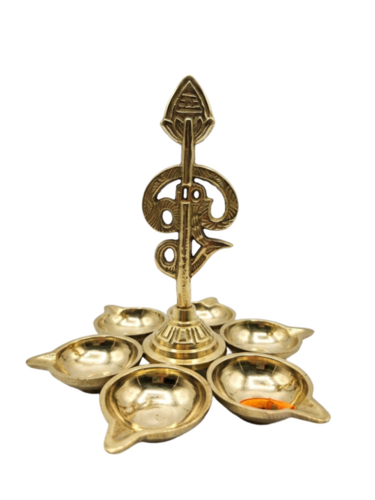 Aarmugam Om Vilakku - Brass Metal Golden Finish | Durable Smooth Elegant Pooja Lamp